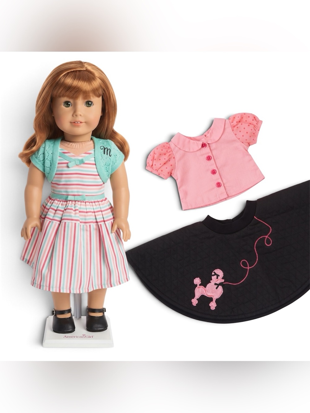 American Girl Doll Maryellen Larkin 2014 With Meet Dress & Poodle Skirt Dress